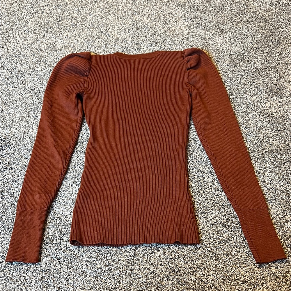 Catherine Malandrino Rust Ribbed Blouse - Picture 4 of 4